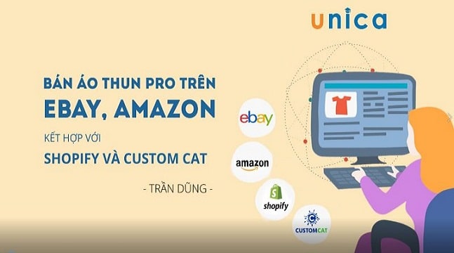 Bán áo thun Pro trên Ebay, Amazon kết hợp với Shopify và Custom Cat